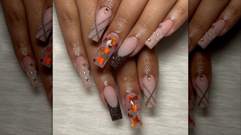 Fall leaves nail art