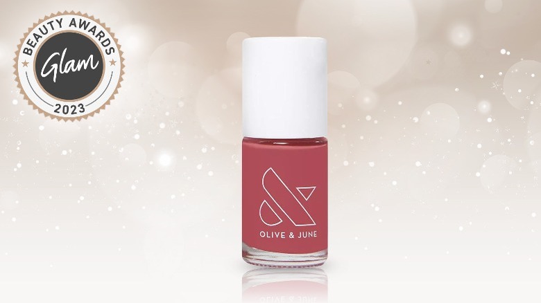 Bottle of Olive & June pink nail polish