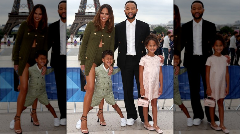 Chrissy Teigen and family smiling