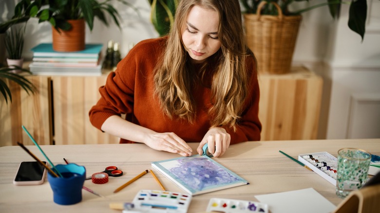 Woman doing an art project