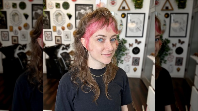 woman with mid length bangs shaggy mullet