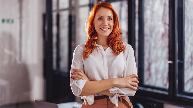 Office leader with red hair