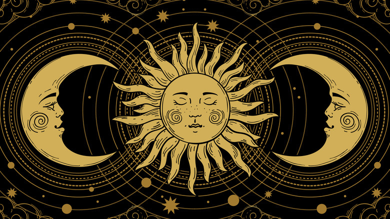 Astrological drawing of sun and moon