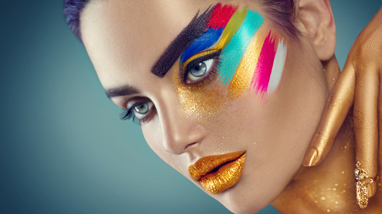 Woman with bright eyeshadow