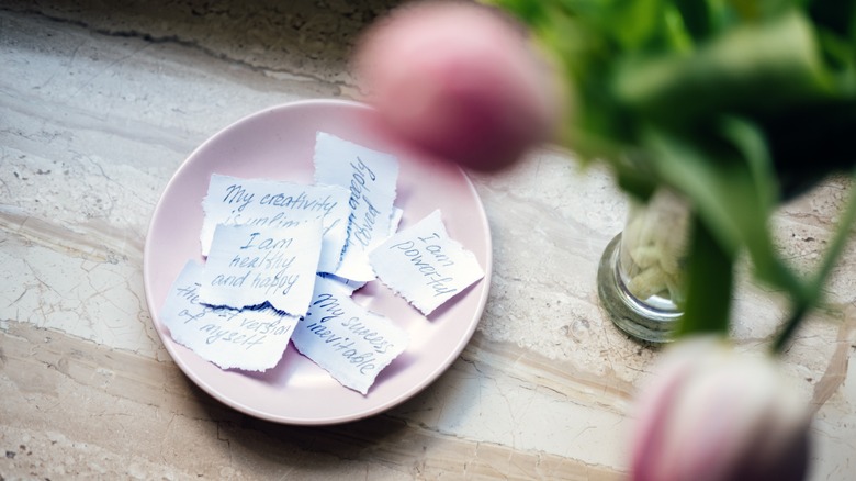 A plate filled with positive affirmations