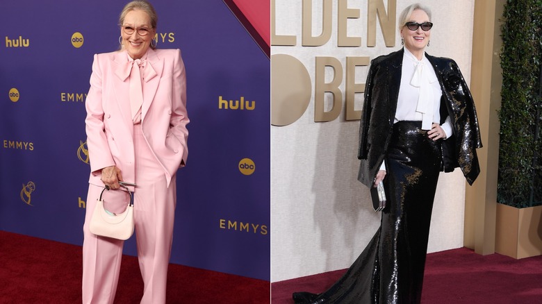 Meryl Streep wearing bold fashion to red carpets in 2024.