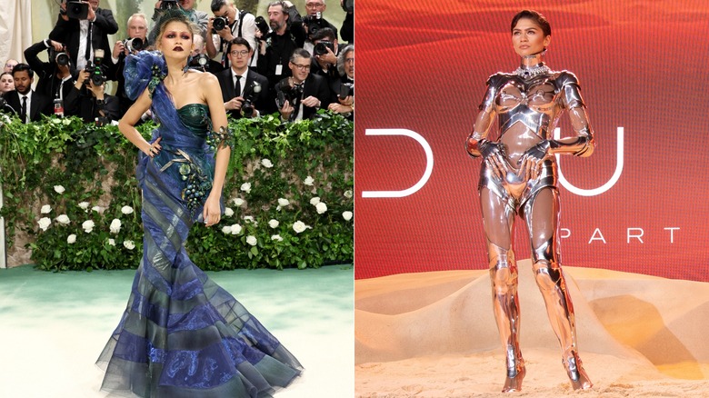 Zendaya wearing stunning fashion to red carpets in 2024.