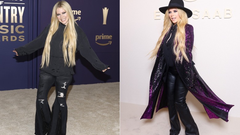 Avril Lavigne wearing odd fashion to red carpets in 2024.