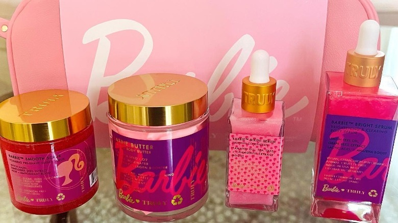 Instagram user showing Barbie Truly skincare collaboration