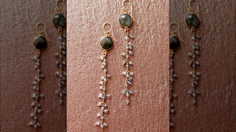 T. Victoria Labradorite Long Beaded Drop Earrings