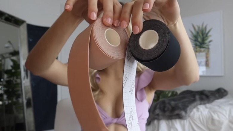 YouTube creator showing boob tape