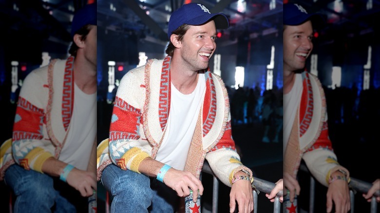 Patrick Schwarzenegger in colorful cardigan