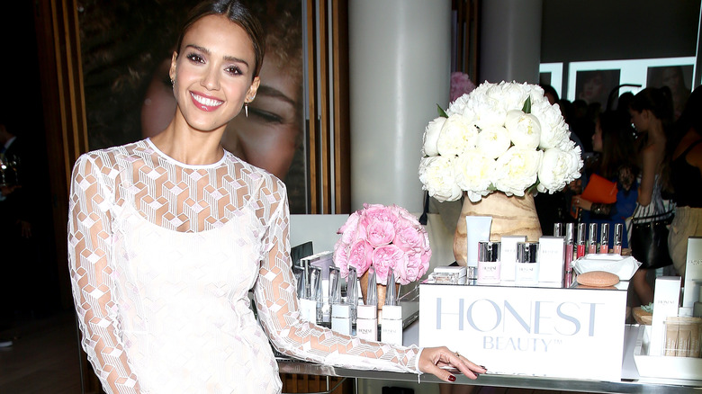 Jessica Alba with her cosmetic line