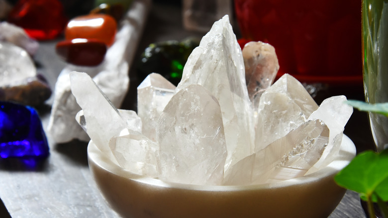 Bowl of raw clear quartz