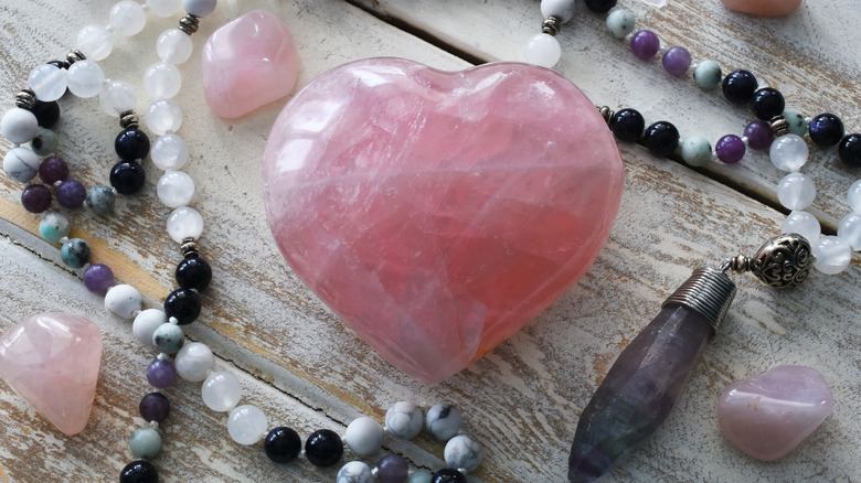 rose quartz crystal heart