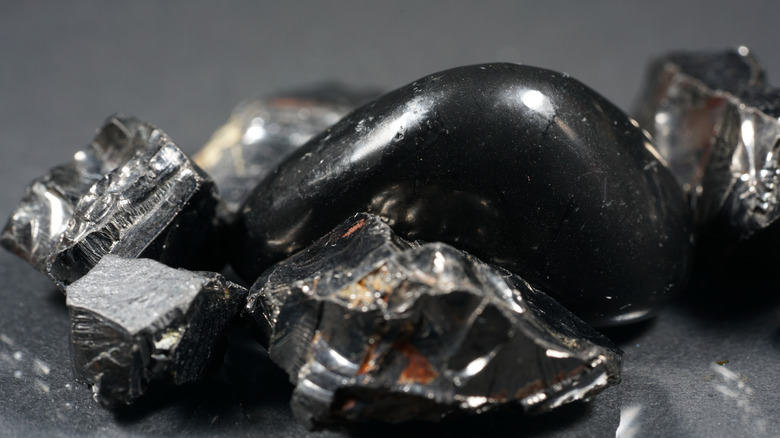 Black obsidian up close