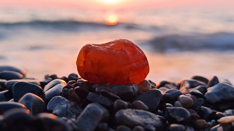 Carnelian stone at the shore