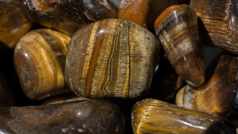 Collection of tumbled tiger's eye