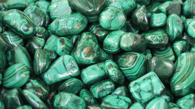 cluster of malachite stones