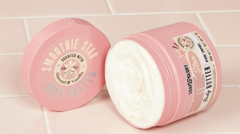 Smoothie Star Body Butter on tiles