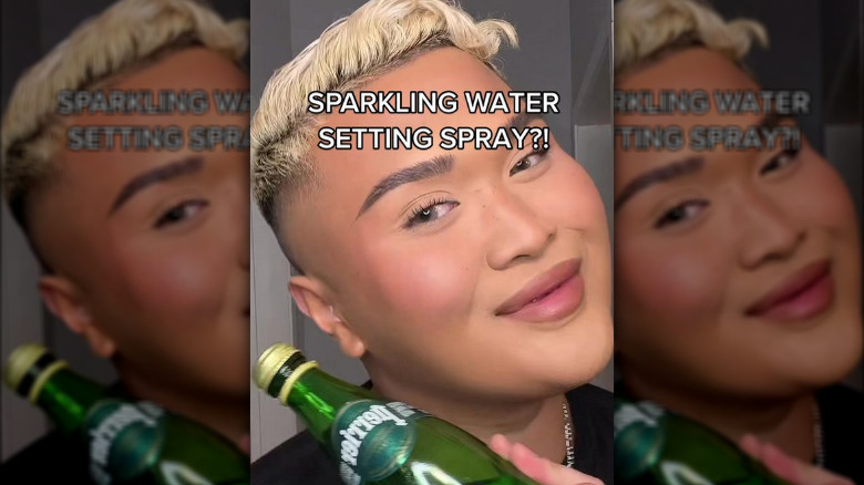 TikTok influencer with sparkling water