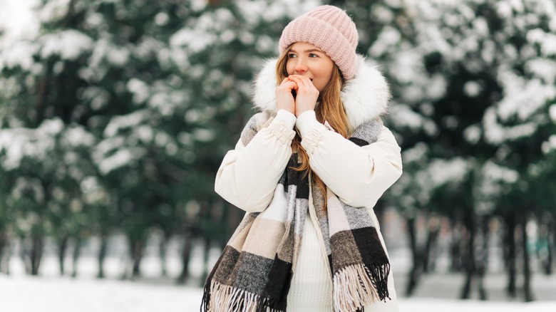 woman outside in winter