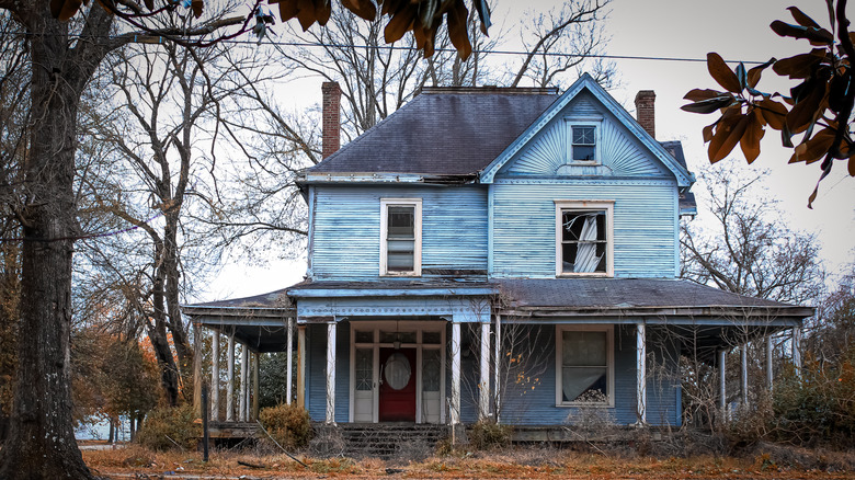 A haunted house in autumn