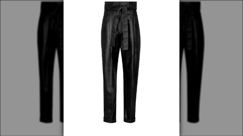 Paperbag faux leather pants