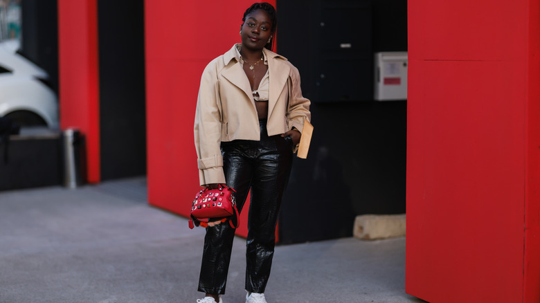 How to wear faux leather pants  Red leather pants, Leather pants