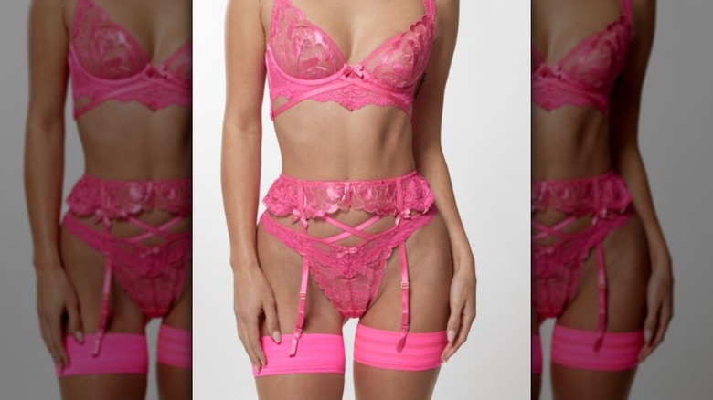 Pink see-through lingerie set