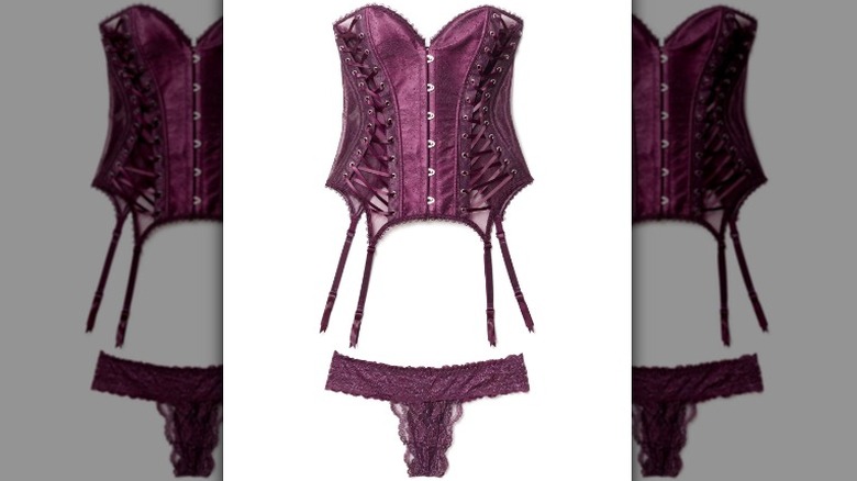 Purple corset and thong set