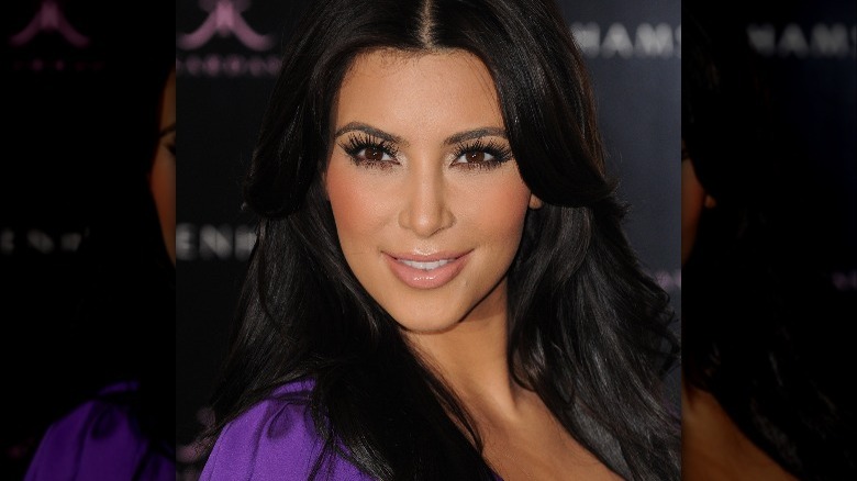 Kim Kardashian wearing bronzer, nude lip