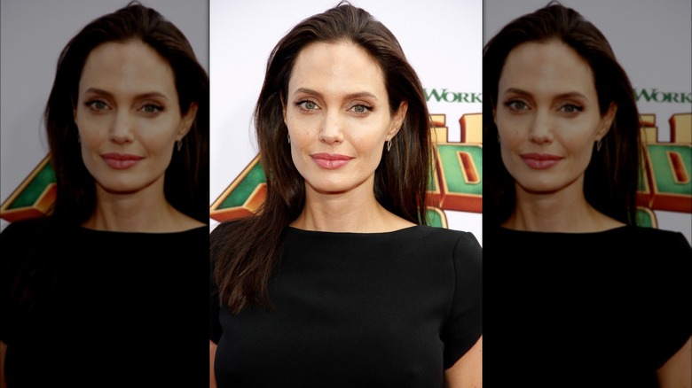 Angelina Jolie wearing black top