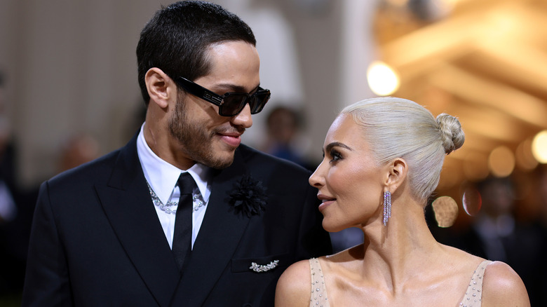 kim k and pete davidson smiling