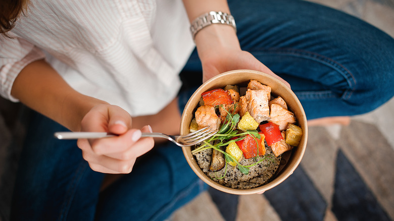 Woman eating a healthy meal