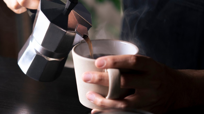 Pouring a cup of coffee