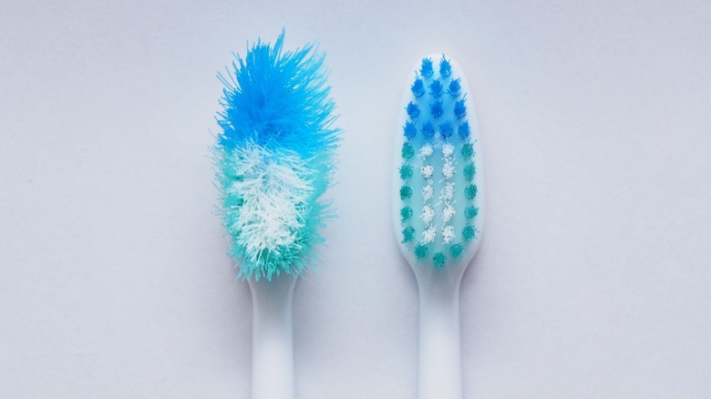 Old and new toothbrush comparison