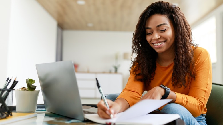 woman studying