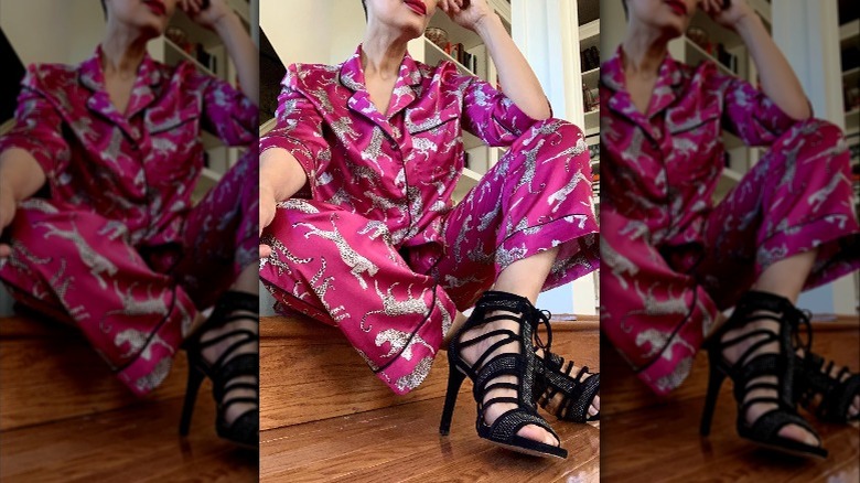 Woman wearing a pajama set