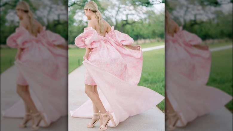 Pink convertible wedding dress 