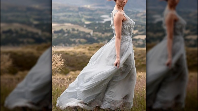 Pale blue wedding dress 