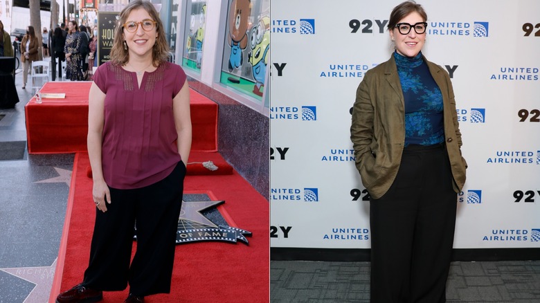 Mayim Bialik in casual fashion at events in 2021 and 2022.