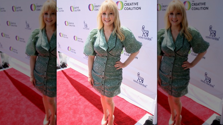 Melissa Rauch in mini dress