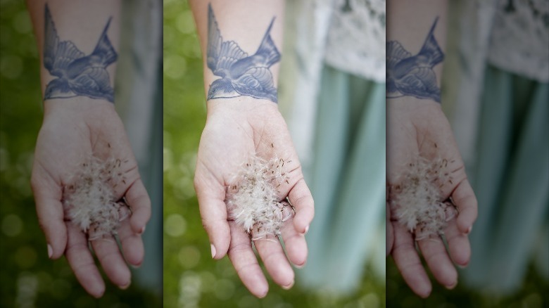 Bird tattoo on wrist