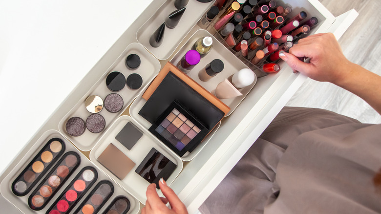 Drawer of makeup 