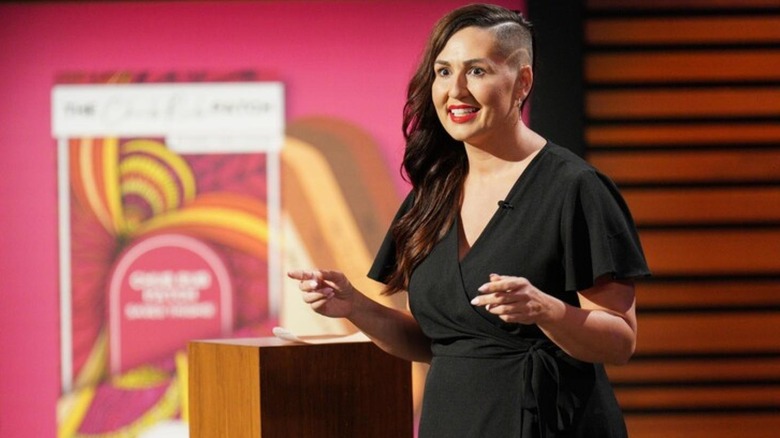 Founder Brittany Lammon pitching on Shark Tank