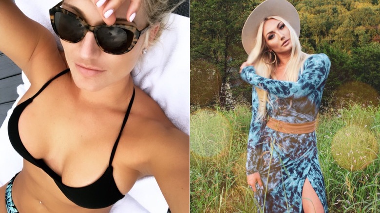 Brooke Hogan in a bikini and in a leopard-print dress.