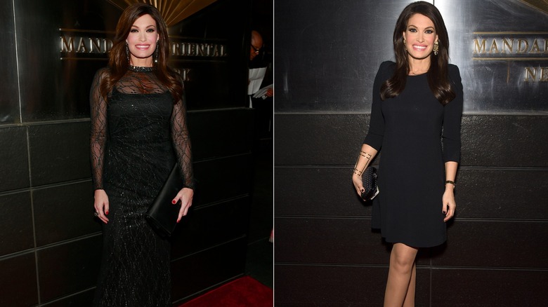 Kimberly Guilfoyle wearing glamorous black dresses.