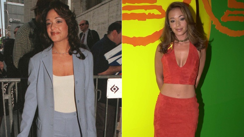 Leah Remini posing at red carpet events in the late '90s and early aughts.