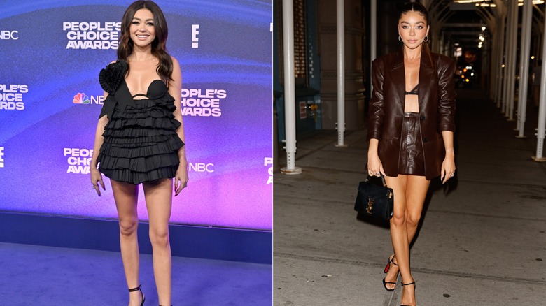 Sarah Hyland wearing revealing outfits in 2022 and 2023.